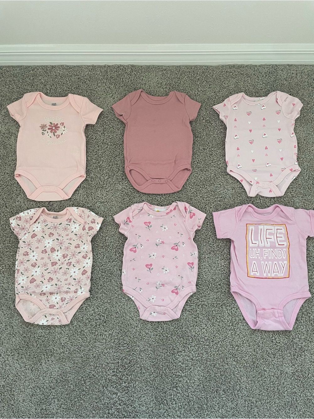 Baby Girls Pink Short-Sleeve Onesie Pack - Soft Cotton